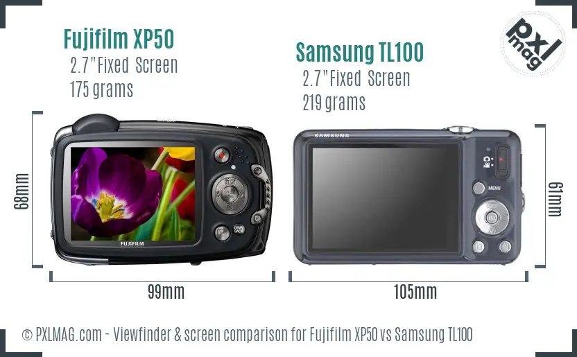 Fujifilm XP50 vs Samsung TL100 Screen and Viewfinder comparison Fujifilm XP50 vs Samsung TL100 Screen and Viewfinder comparison