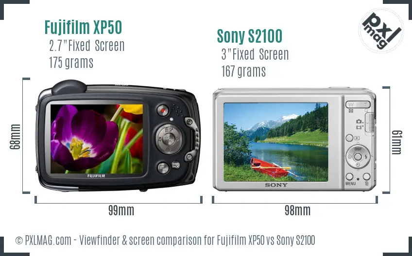 Fujifilm XP50 vs Sony S2100 Screen and Viewfinder comparison Fujifilm XP50 vs Sony S2100 Screen and Viewfinder comparison