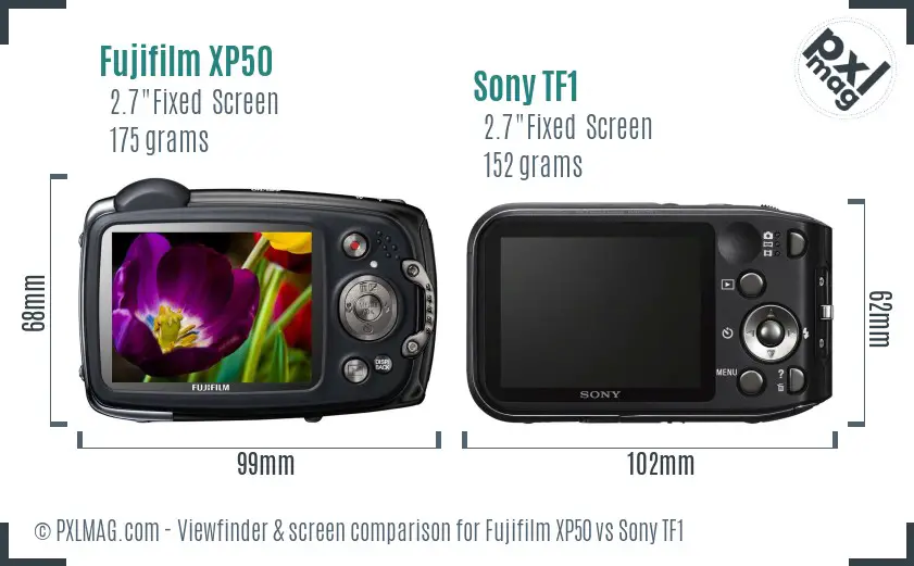 Fujifilm XP50 vs Sony TF1 Screen and Viewfinder comparison Fujifilm XP50 vs Sony TF1 Screen and Viewfinder comparison