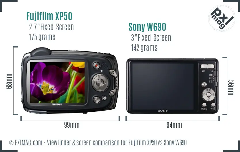 Fujifilm XP50 vs Sony W690 Screen and Viewfinder comparison