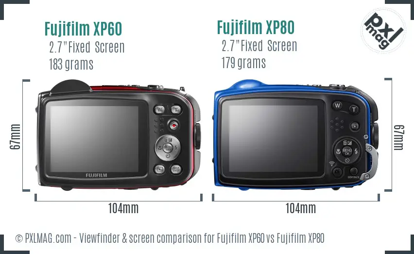 Fujifilm XP60 vs Fujifilm XP80 Screen and Viewfinder comparison
