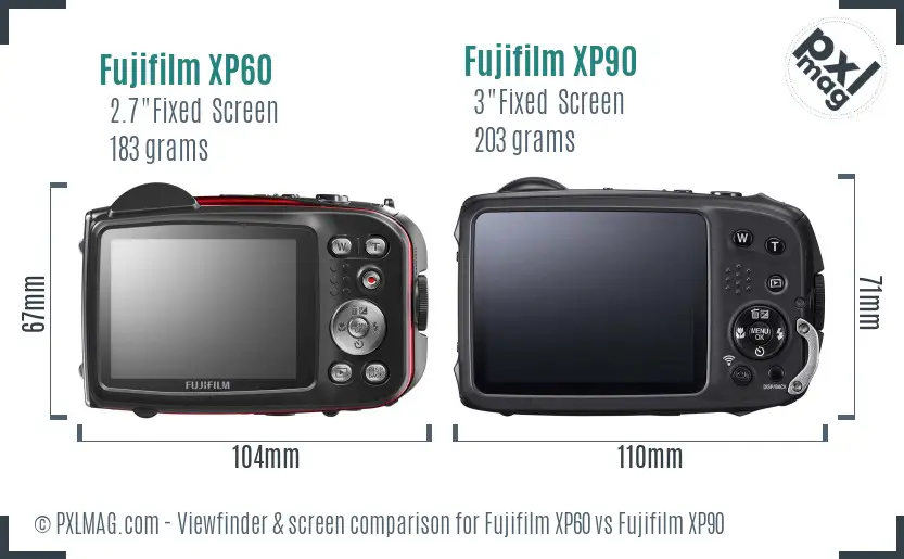 Fujifilm XP60 vs Fujifilm XP90 Screen and Viewfinder comparison