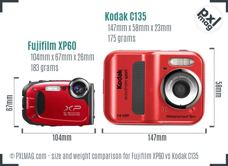 Fujifilm XP60 vs Kodak C135 size comparison Fujifilm XP60 vs Kodak C135 size comparison