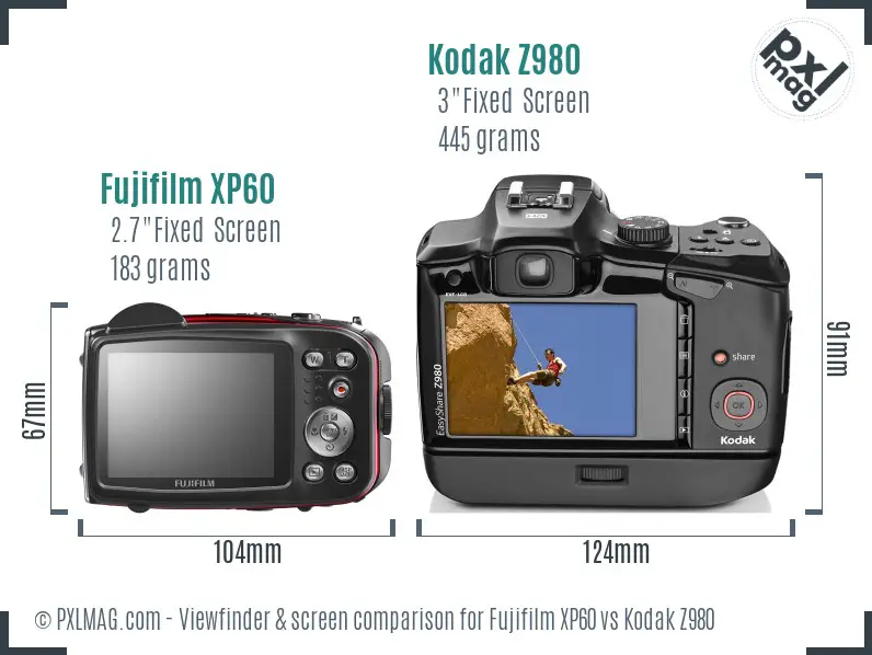 Fujifilm XP60 vs Kodak Z980 Screen and Viewfinder comparison Fujifilm XP60 vs Kodak Z980 Screen and Viewfinder comparison