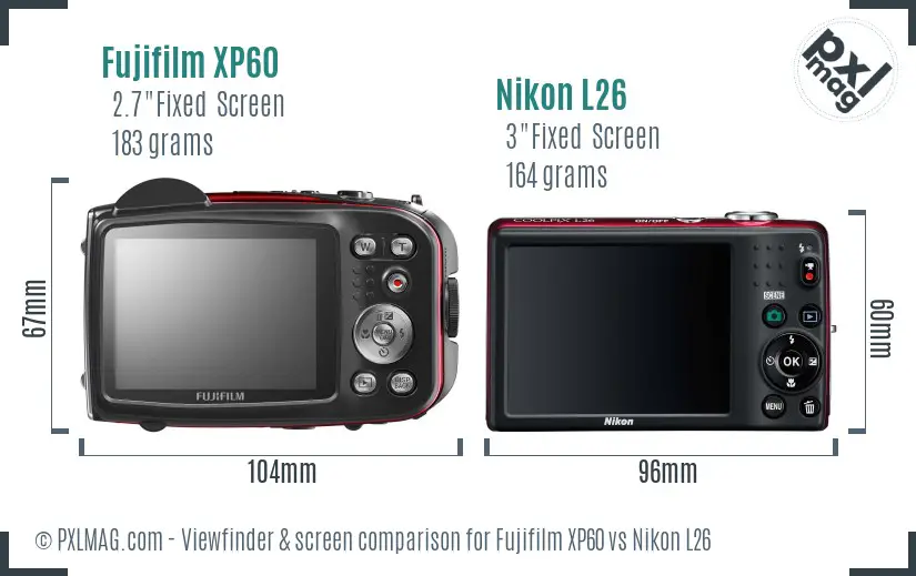 Fujifilm XP60 vs Nikon L26 Screen and Viewfinder comparison Fujifilm XP60 vs Nikon L26 Screen and Viewfinder comparison