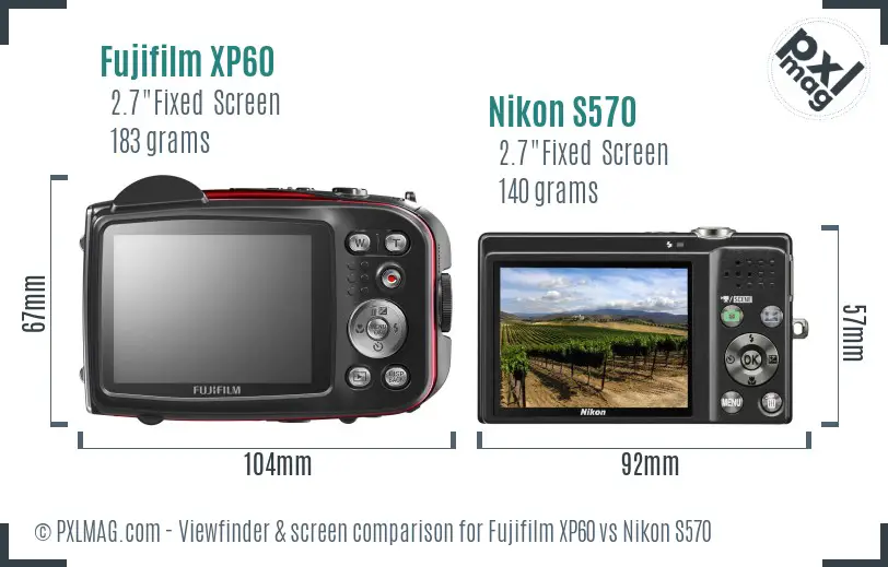Fujifilm XP60 vs Nikon S570 Screen and Viewfinder comparison Fujifilm XP60 vs Nikon S570 Screen and Viewfinder comparison