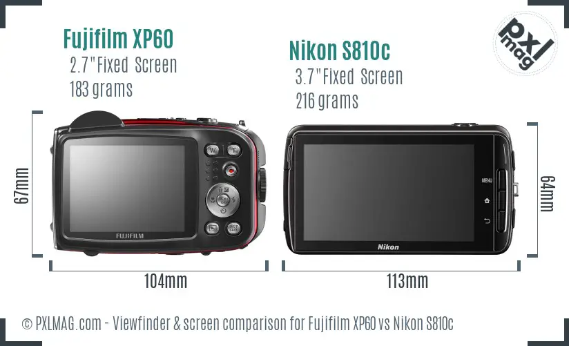 Fujifilm XP60 vs Nikon S810c Screen and Viewfinder comparison Fujifilm XP60 vs Nikon S810c Screen and Viewfinder comparison