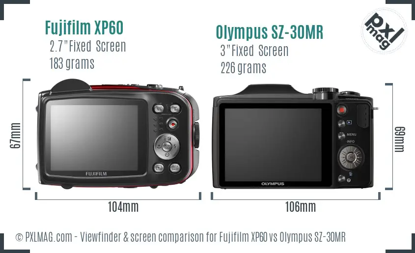 Fujifilm XP60 vs Olympus SZ-30MR Screen and Viewfinder comparison Fujifilm XP60 vs Olympus SZ-30MR Screen and Viewfinder comparison
