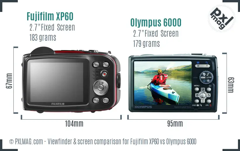 Fujifilm XP60 vs Olympus 6000 Screen and Viewfinder comparison Fujifilm XP60 vs Olympus 6000 Screen and Viewfinder comparison
