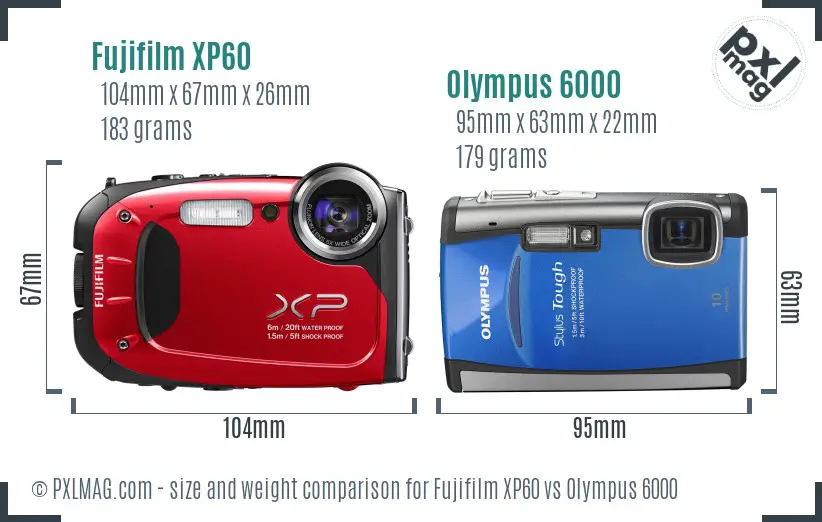 Fujifilm XP60 vs Olympus 6000 size comparison Fujifilm XP60 vs Olympus 6000 size comparison