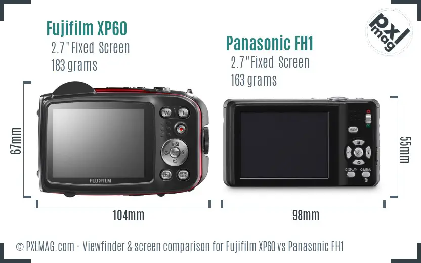 Fujifilm XP60 vs Panasonic FH1 Screen and Viewfinder comparison Fujifilm XP60 vs Panasonic FH1 Screen and Viewfinder comparison