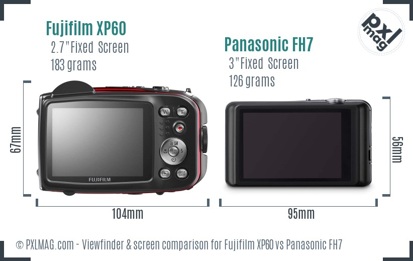 Fujifilm XP60 vs Panasonic FH7 Screen and Viewfinder comparison