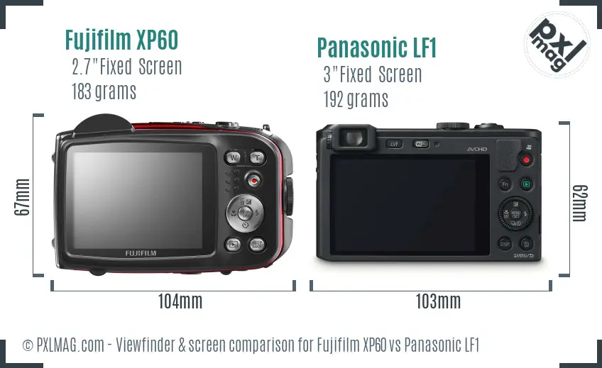 Fujifilm XP60 vs Panasonic LF1 Screen and Viewfinder comparison