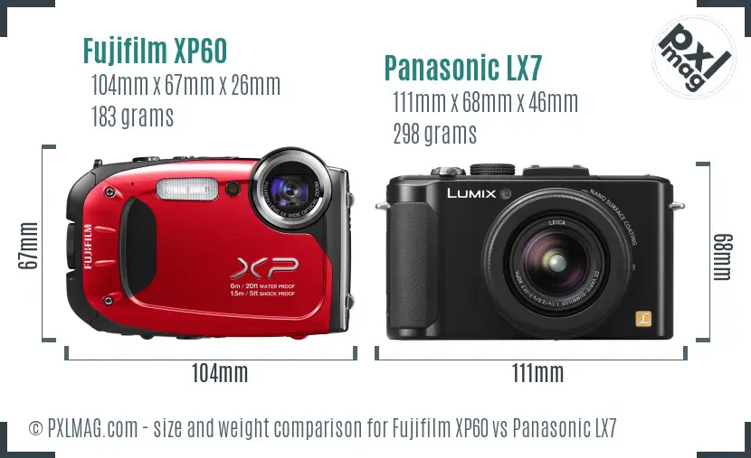 Fujifilm XP60 vs Panasonic LX7 size comparison Fujifilm XP60 vs Panasonic LX7 size comparison