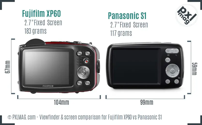 Fujifilm XP60 vs Panasonic S1 Screen and Viewfinder comparison