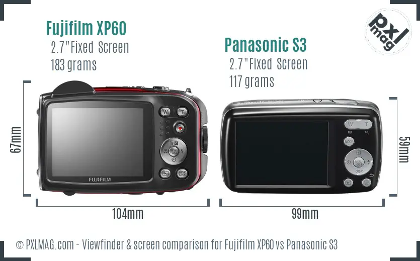 Fujifilm XP60 vs Panasonic S3 Screen and Viewfinder comparison Fujifilm XP60 vs Panasonic S3 Screen and Viewfinder comparison