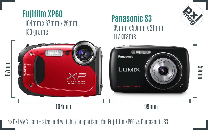 Fujifilm XP60 vs Panasonic S3 size comparison Fujifilm XP60 vs Panasonic S3 size comparison