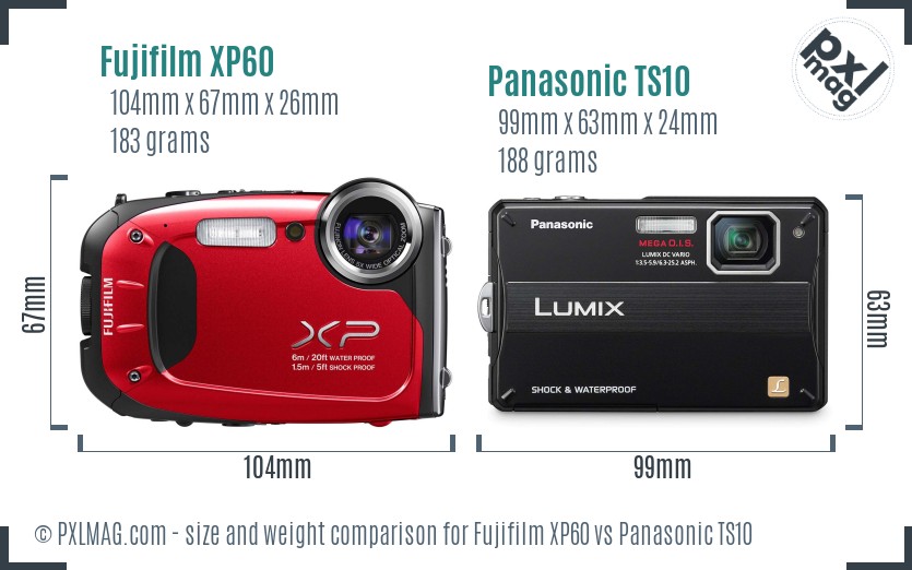 Fujifilm XP60 vs Panasonic TS10 size comparison Fujifilm XP60 vs Panasonic TS10 size comparison