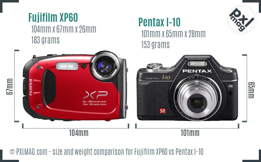 Fujifilm XP60 vs Pentax I-10 size comparison Fujifilm XP60 vs Pentax I-10 size comparison