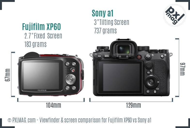 Fujifilm XP60 vs Sony a1 Screen and Viewfinder comparison