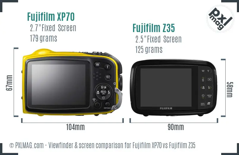 Fujifilm XP70 vs Fujifilm Z35 Screen and Viewfinder comparison