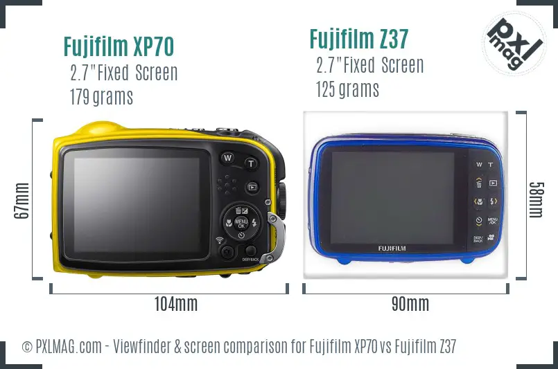 Fujifilm XP70 vs Fujifilm Z37 Screen and Viewfinder comparison