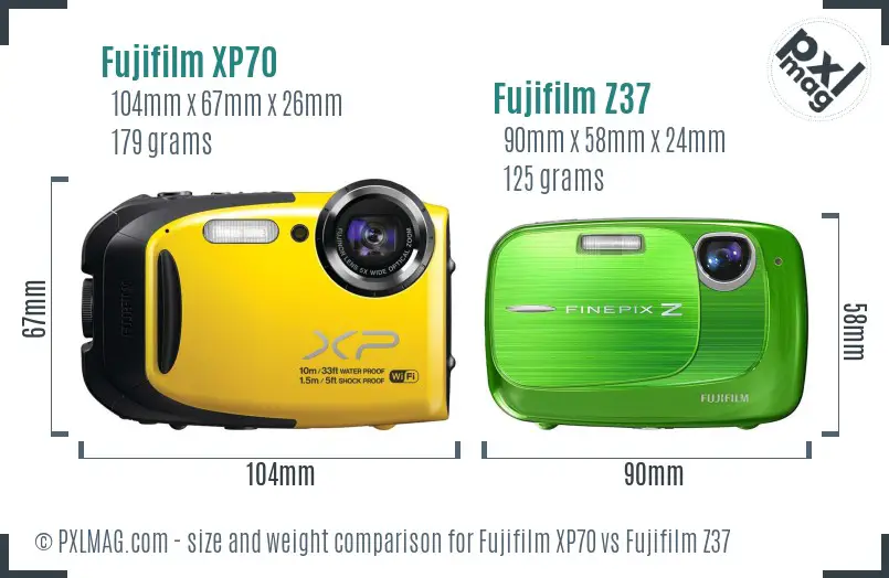Fujifilm XP70 vs Fujifilm Z37 size comparison