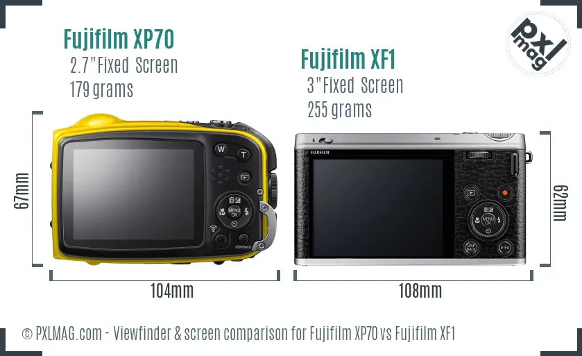 Fujifilm XP70 vs Fujifilm XF1 Screen and Viewfinder comparison
