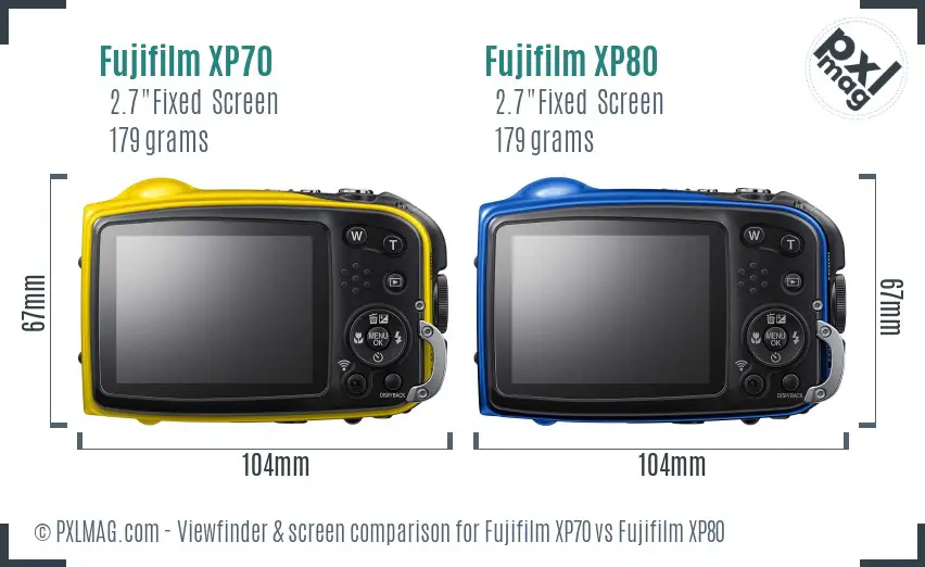 Fujifilm XP70 vs Fujifilm XP80 Screen and Viewfinder comparison