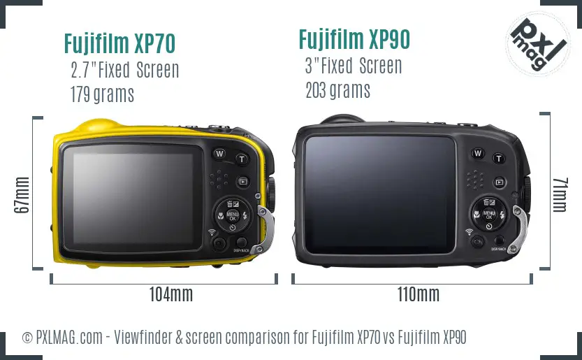 Fujifilm XP70 vs Fujifilm XP90 Screen and Viewfinder comparison