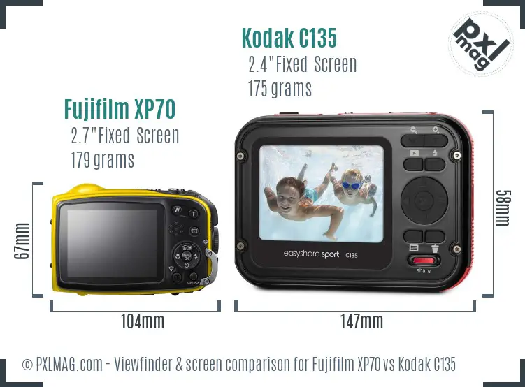 Fujifilm XP70 vs Kodak C135 Screen and Viewfinder comparison