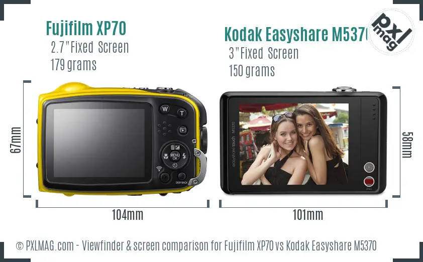 Fujifilm XP70 vs Kodak Easyshare M5370 Screen and Viewfinder comparison Fujifilm XP70 vs Kodak Easyshare M5370 Screen and Viewfinder comparison