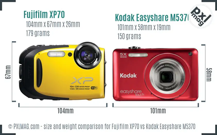 Fujifilm XP70 vs Kodak Easyshare M5370 size comparison Fujifilm XP70 vs Kodak Easyshare M5370 size comparison