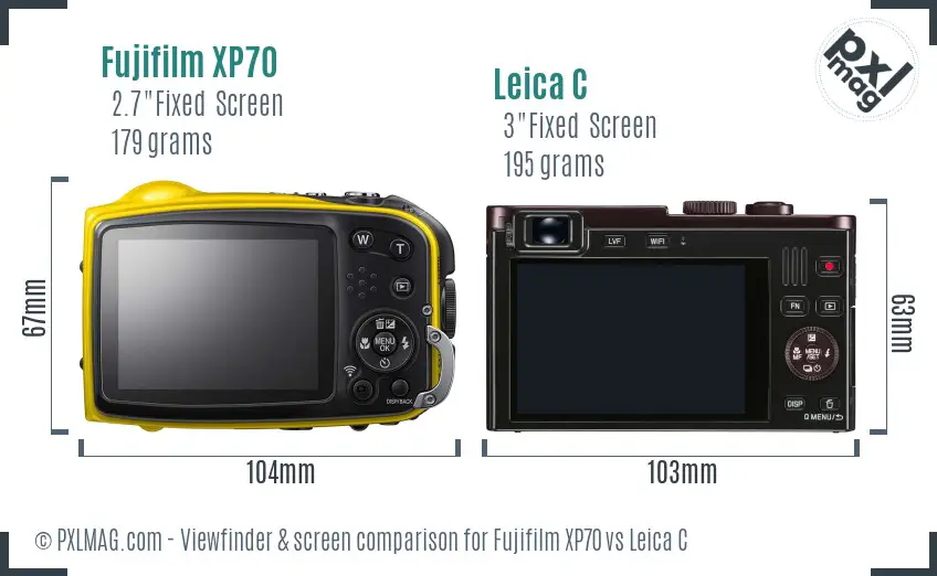 Fujifilm XP70 vs Leica C Screen and Viewfinder comparison