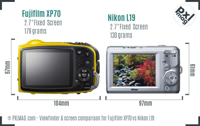 Fujifilm XP70 vs Nikon L19 Screen and Viewfinder comparison Fujifilm XP70 vs Nikon L19 Screen and Viewfinder comparison