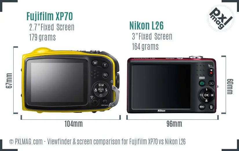Fujifilm XP70 vs Nikon L26 Screen and Viewfinder comparison Fujifilm XP70 vs Nikon L26 Screen and Viewfinder comparison