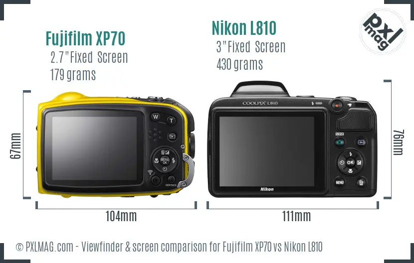 Fujifilm XP70 vs Nikon L810 Screen and Viewfinder comparison Fujifilm XP70 vs Nikon L810 Screen and Viewfinder comparison