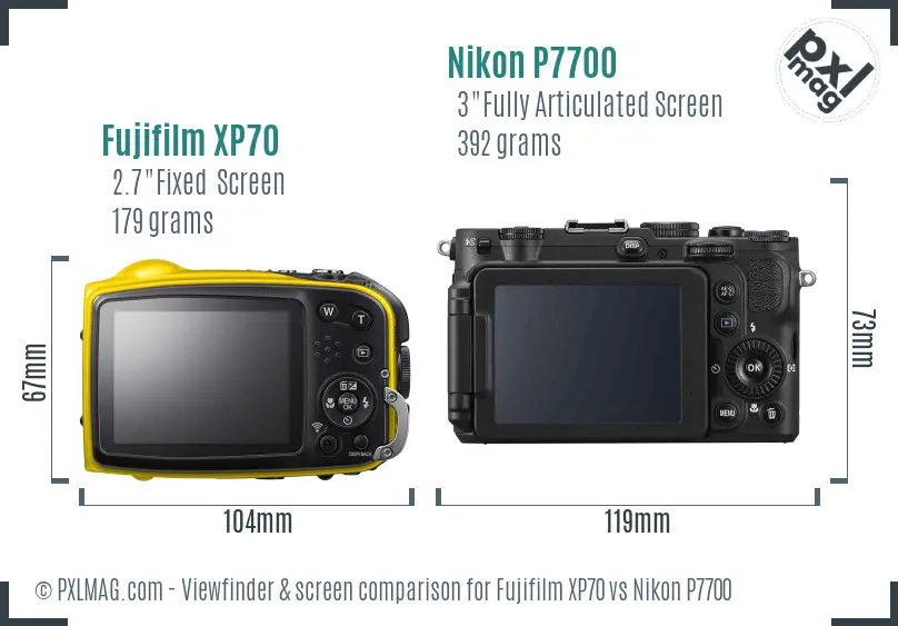 Fujifilm XP70 vs Nikon P7700 Screen and Viewfinder comparison