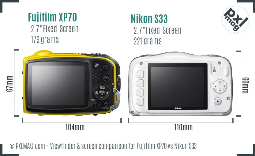 Fujifilm XP70 vs Nikon S33 Screen and Viewfinder comparison Fujifilm XP70 vs Nikon S33 Screen and Viewfinder comparison