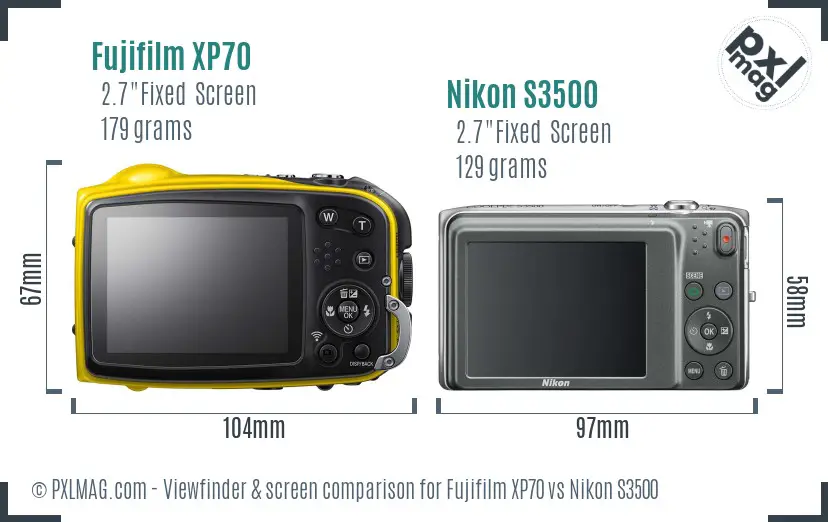 Fujifilm XP70 vs Nikon S3500 Screen and Viewfinder comparison Fujifilm XP70 vs Nikon S3500 Screen and Viewfinder comparison