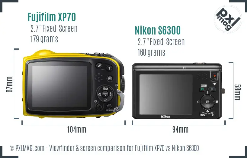 Fujifilm XP70 vs Nikon S6300 Screen and Viewfinder comparison Fujifilm XP70 vs Nikon S6300 Screen and Viewfinder comparison