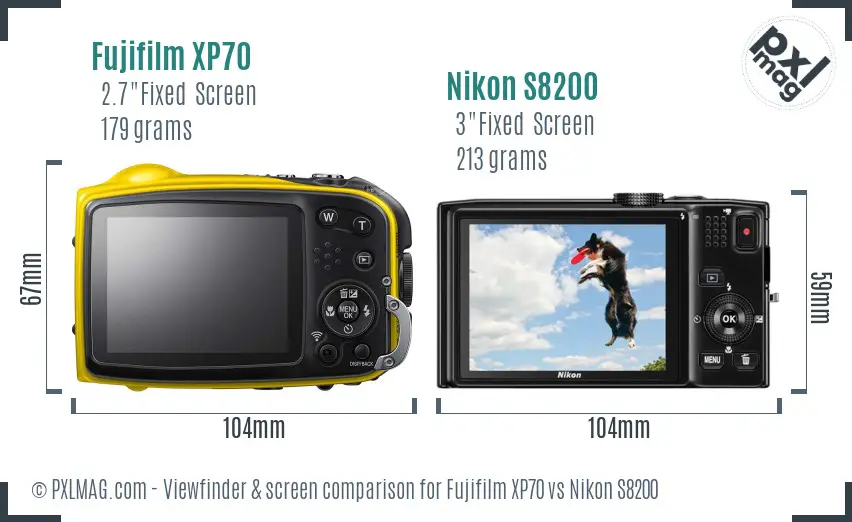 Fujifilm XP70 vs Nikon S8200 Screen and Viewfinder comparison Fujifilm XP70 vs Nikon S8200 Screen and Viewfinder comparison