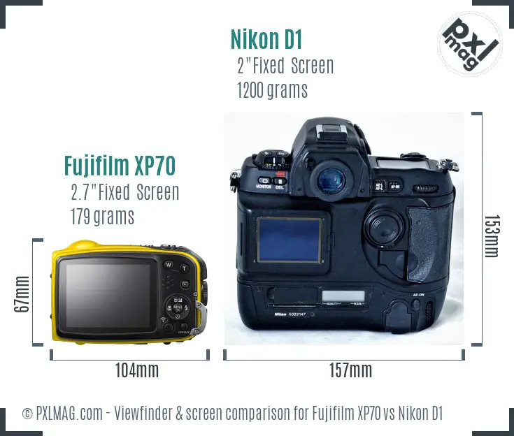 Fujifilm XP70 vs Nikon D1 Screen and Viewfinder comparison