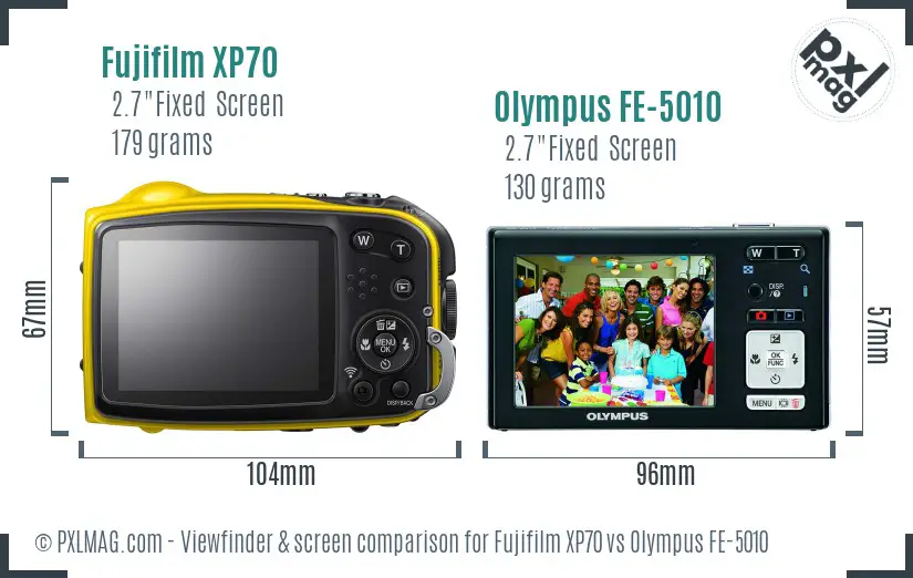 Fujifilm XP70 vs Olympus FE-5010 Screen and Viewfinder comparison Fujifilm XP70 vs Olympus FE-5010 Screen and Viewfinder comparison