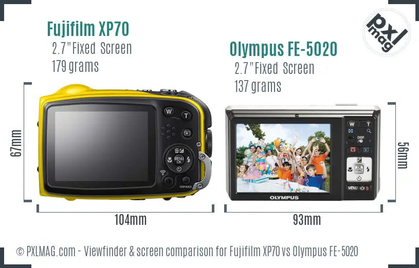 Fujifilm XP70 vs Olympus FE-5020 Screen and Viewfinder comparison