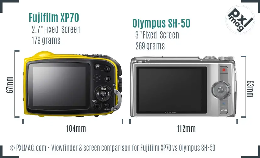 Fujifilm XP70 vs Olympus SH-50 Screen and Viewfinder comparison Fujifilm XP70 vs Olympus SH-50 Screen and Viewfinder comparison