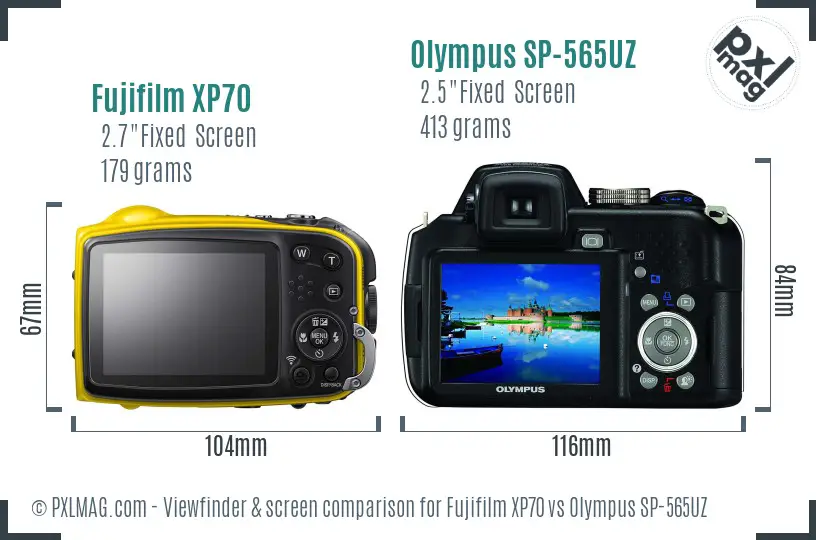 Fujifilm XP70 vs Olympus SP-565UZ Screen and Viewfinder comparison Fujifilm XP70 vs Olympus SP-565UZ Screen and Viewfinder comparison