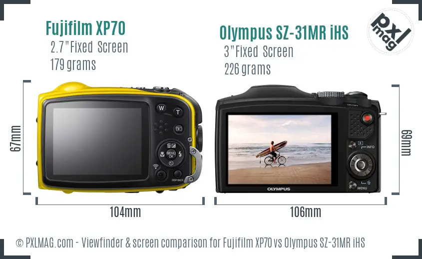 Fujifilm XP70 vs Olympus SZ-31MR iHS Screen and Viewfinder comparison Fujifilm XP70 vs Olympus SZ-31MR iHS Screen and Viewfinder comparison