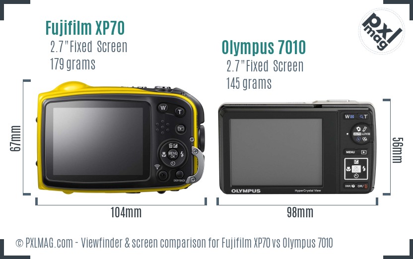 Fujifilm XP70 vs Olympus 7010 Screen and Viewfinder comparison