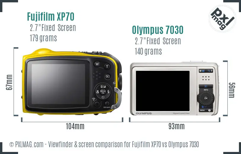 Fujifilm XP70 vs Olympus 7030 Screen and Viewfinder comparison